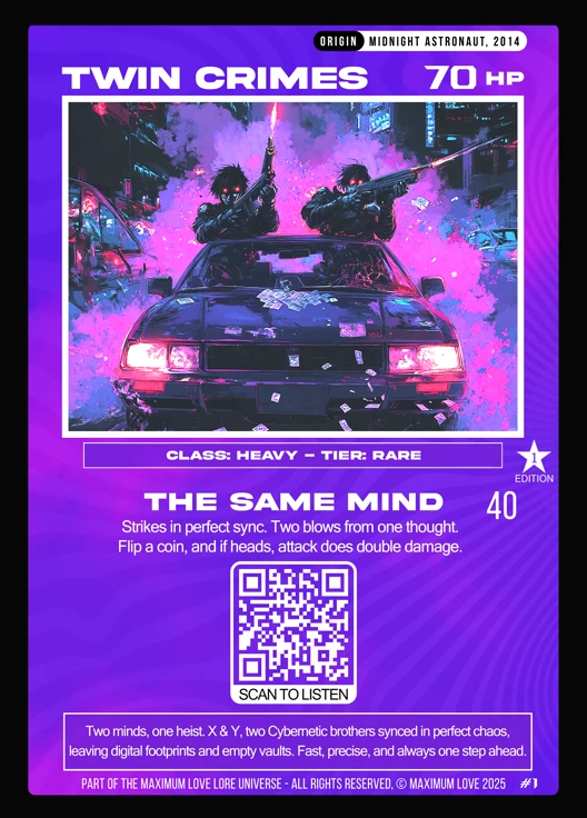 Twin Crimes trading card